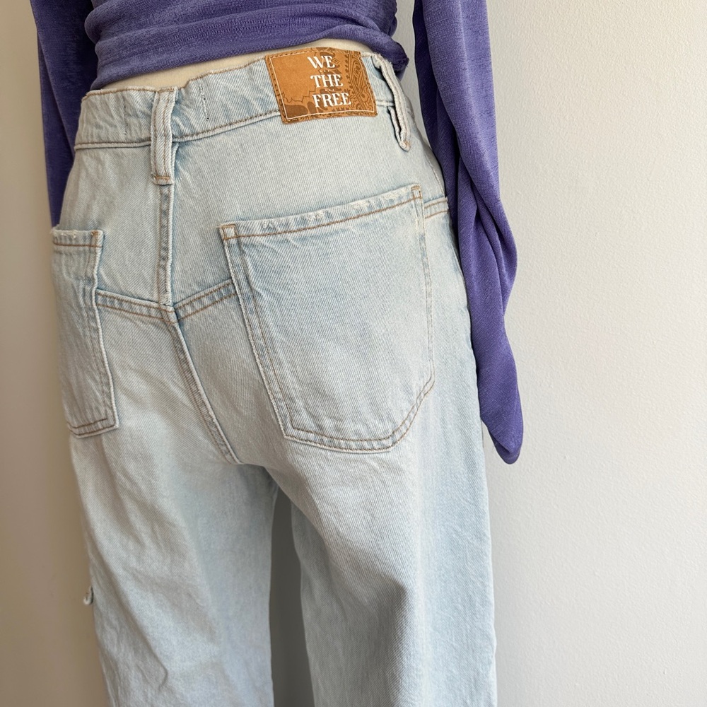 We The Free Blue Wide Leg Jeans High Waisted